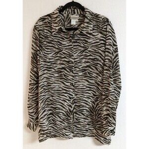 Women's COLDWATER CREEK Animal Print Long Sleeve Button-Up Blouse 1X